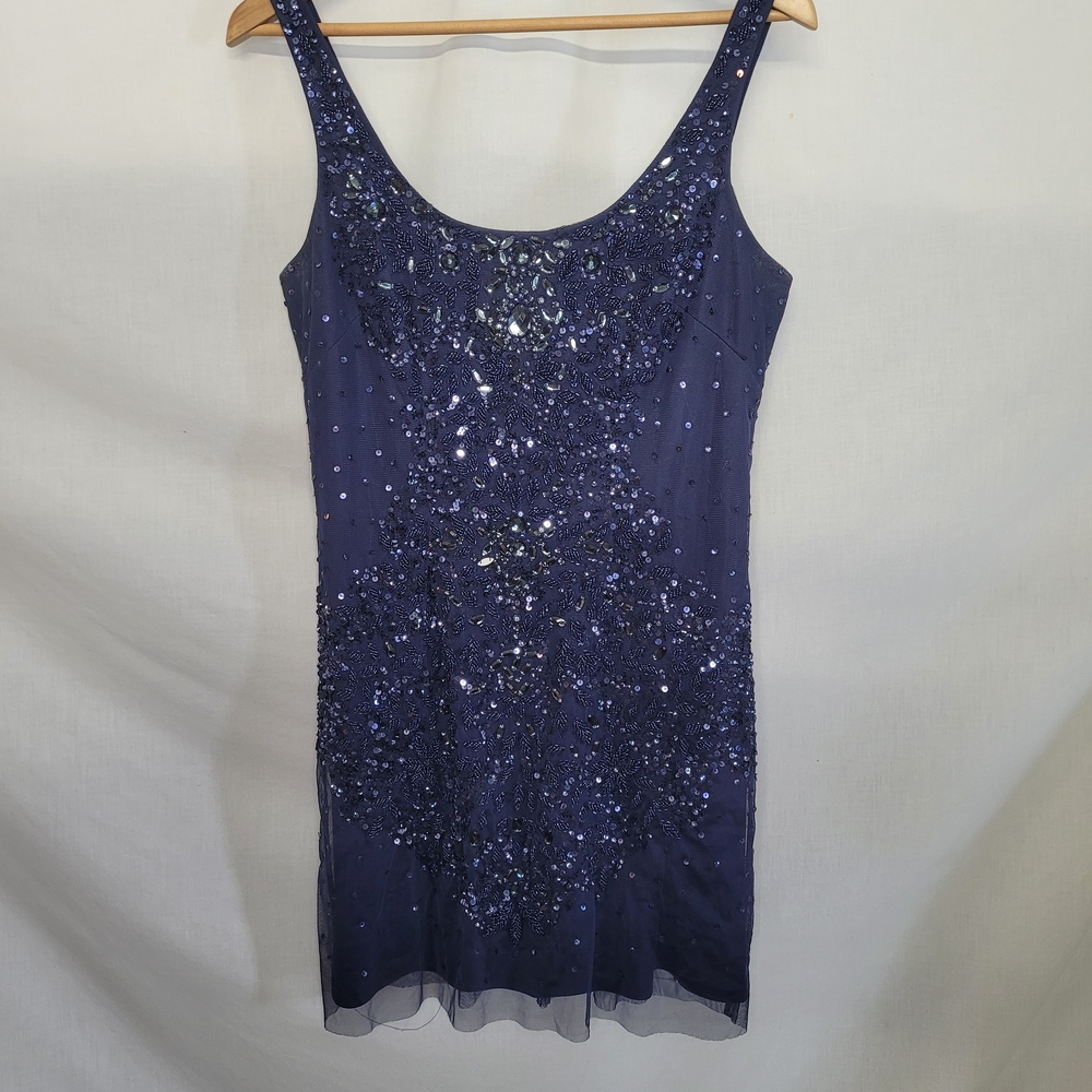 Adrianna Papell Navy Blue Sequined Dress